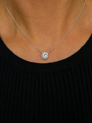Collier en Or blanc 9k assemblé de Diamant HSI et Topaze blanche - Maison Di Giorgio