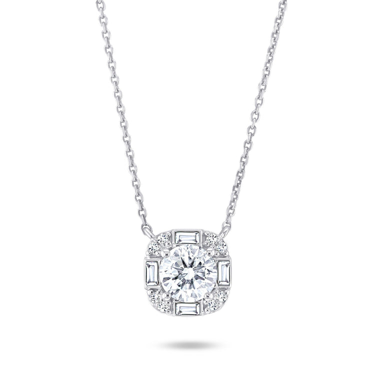 Collier en Or blanc 9k assemblé de Diamant HSI et Topaze blanche - Maison Di Giorgio