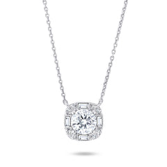 Collier en Or blanc 9k assemblé de Diamant HSI et Topaze blanche - Maison Di Giorgio