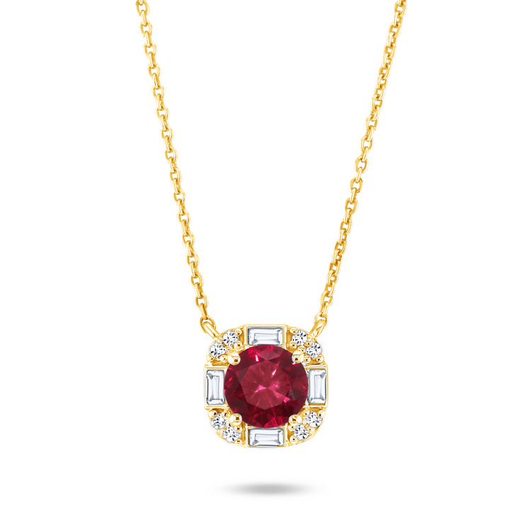 Collier en Or jaune 9k assemblé de Diamant HSI, Rubis et Topaze blanche - Maison Di Giorgio
