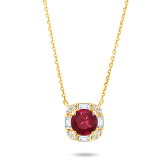 Collier en Or jaune 9k assemblé de Diamant HSI, Rubis et Topaze blanche - Maison Di Giorgio