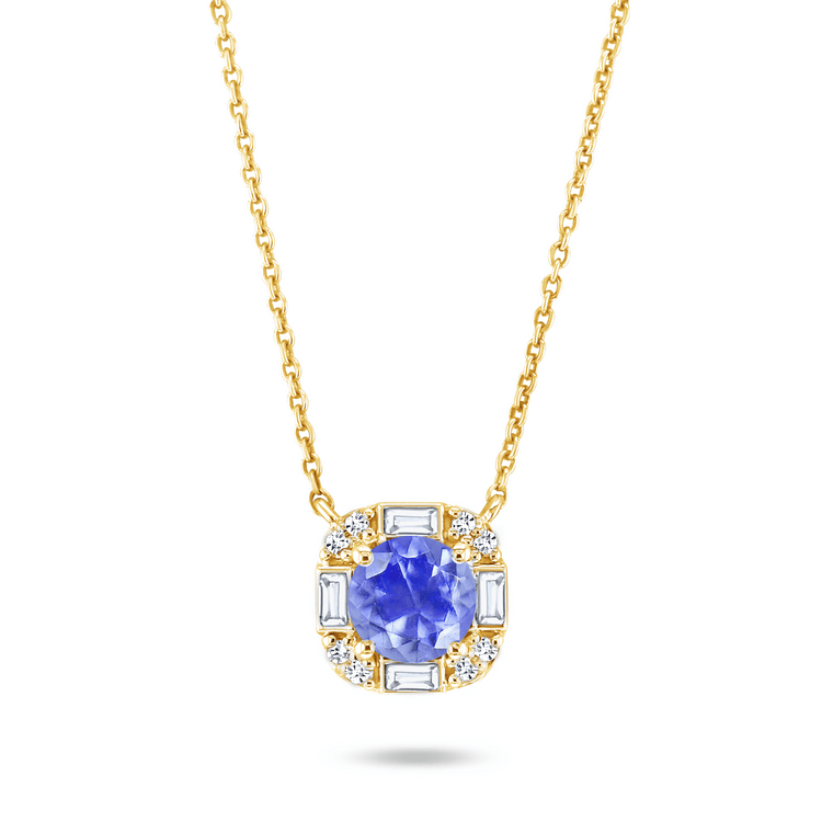 Collier en Or jaune 9k assemblé de Diamant HSI, Tanzanite et Topaze blanche - Maison Di Giorgio