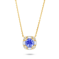 Collier en Or jaune 9k assemblé de Diamant HSI, Tanzanite et Topaze blanche - Maison Di Giorgio