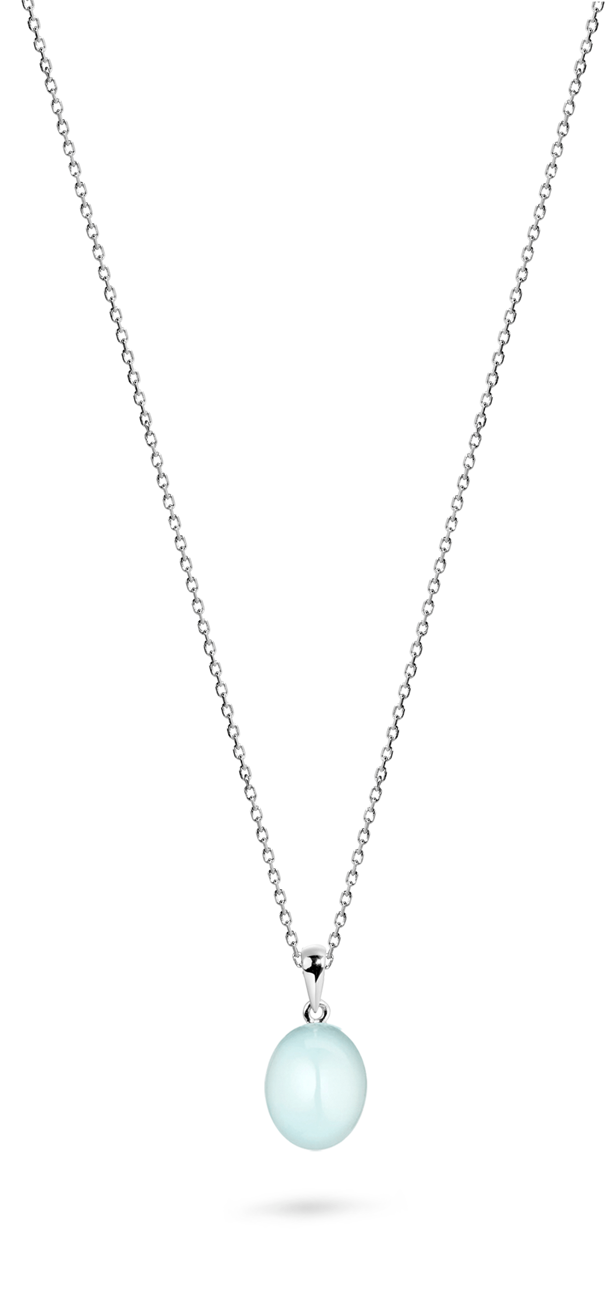 Pendentif en Or blanc 9k assemblé de Calcédoine aqua - Maison Di Giorgio