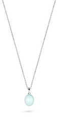 Pendentif en Or blanc 9k assemblé de Calcédoine aqua - Maison Di Giorgio