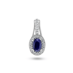 Pendentif en Or blanc 9k assemblé de Topaze blanche et Saphir bleu - Maison Di Giorgio