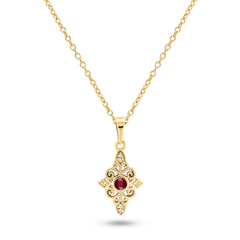 Pendentif en Or jaune 9k assemblé de Diamant HSI et Rubis - Maison Di Giorgio