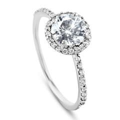 Bague en Or blanc 9k assemblée de Diamant HSI et Topaze blanche - Maison Di Giorgio