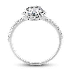 Bague en Or blanc 9k assemblée de Diamant HSI et Topaze blanche - Maison Di Giorgio