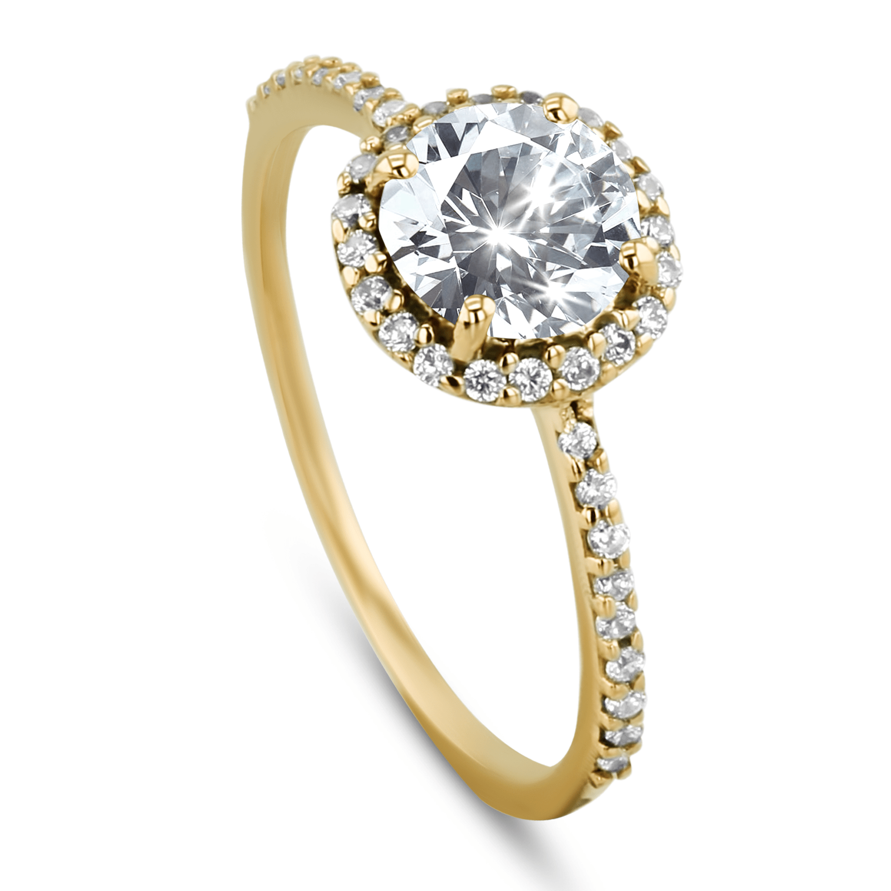 Bague en Or jaune 9k assemblée de Diamant HSI et Topaze blanche - Maison Di Giorgio