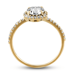 Bague en Or jaune 9k assemblée de Diamant HSI et Topaze blanche - Maison Di Giorgio