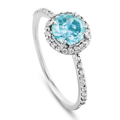 Bague en or blanc 9k rhodié, Diamant et Topaze - Maison Di Giorgio