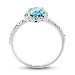 Bague en or blanc 9k rhodié, Diamant et Topaze - Maison Di Giorgio