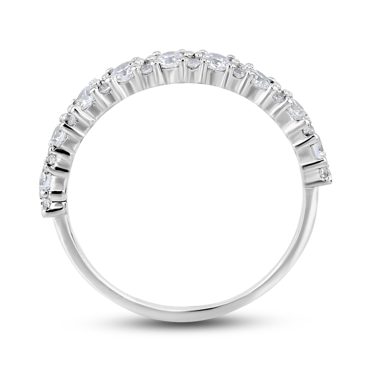 Bague en Or blanc 9k assemblée de Diamant HSI et Topaze blanche - Maison Di Giorgio