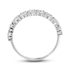 Bague en Or blanc 9k assemblée de Diamant HSI et Topaze blanche - Maison Di Giorgio