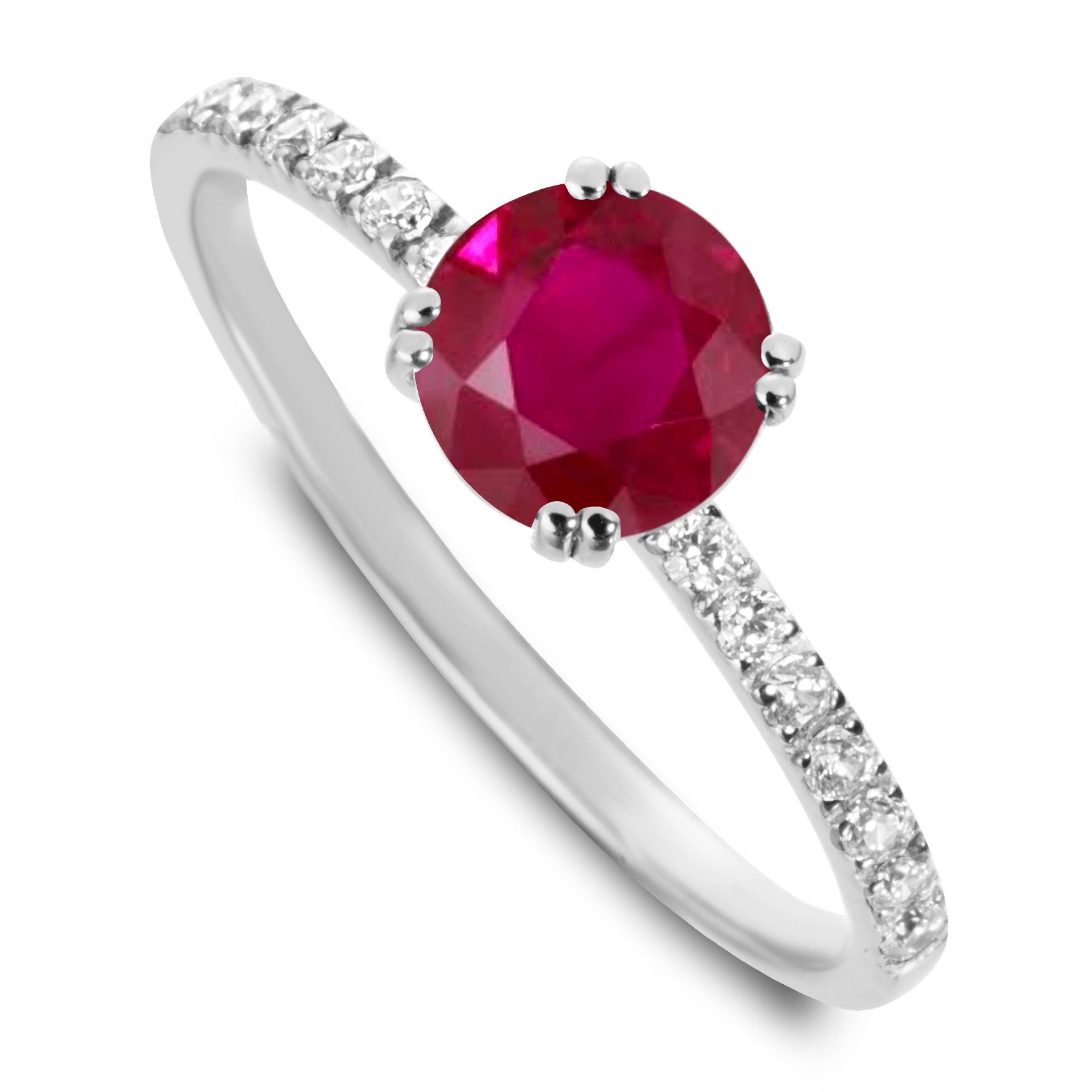 Bague en Or blanc 9k assemblée de Diamant HSI et Rubis - Maison Di Giorgio