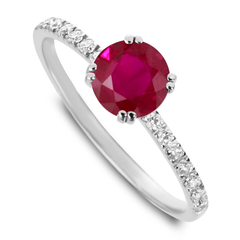 Bague en Or blanc 9k assemblée de Diamant HSI et Rubis - Maison Di Giorgio