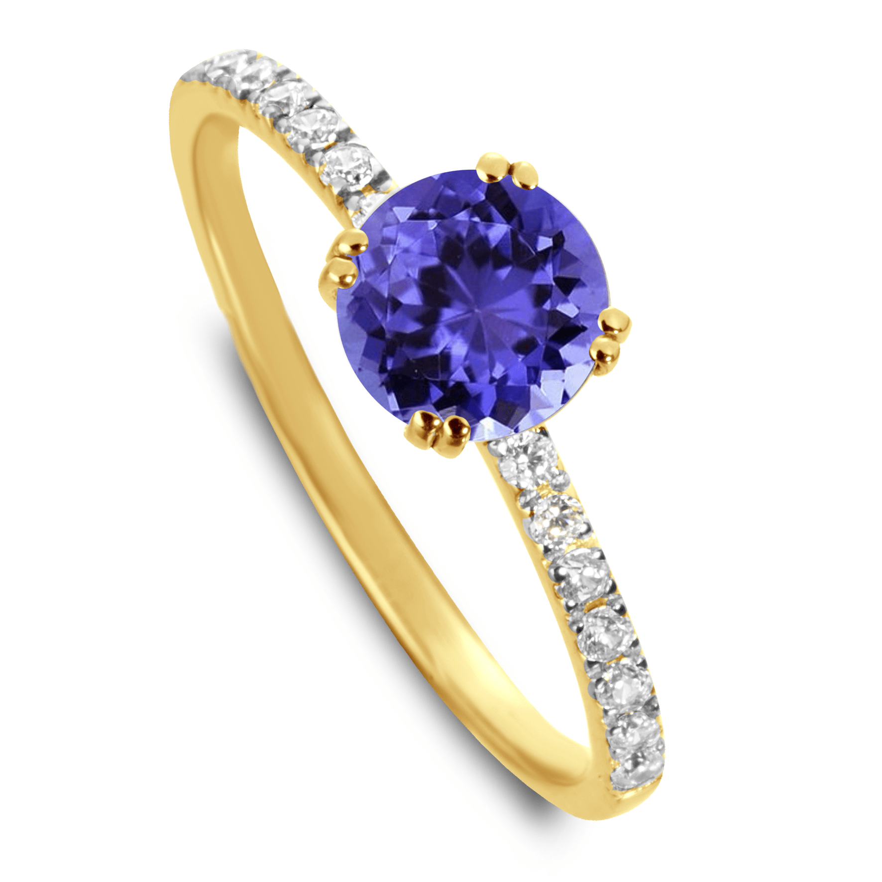 Bague en Or jaune 9k assemblée de Diamant HSI et Quartz - Maison Di Giorgio