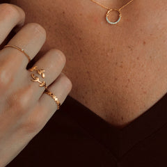 Bague en Or jaune 9k assemblée de Diamant HSI - Maison Di Giorgio