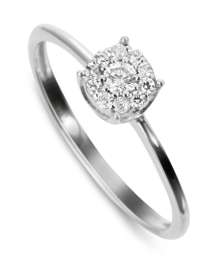 Bague en Or blanc 9k assemblée de Diamant HSI - Maison Di Giorgio