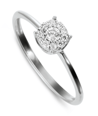 Bague en Or blanc 9k assemblée de Diamant HSI - Maison Di Giorgio