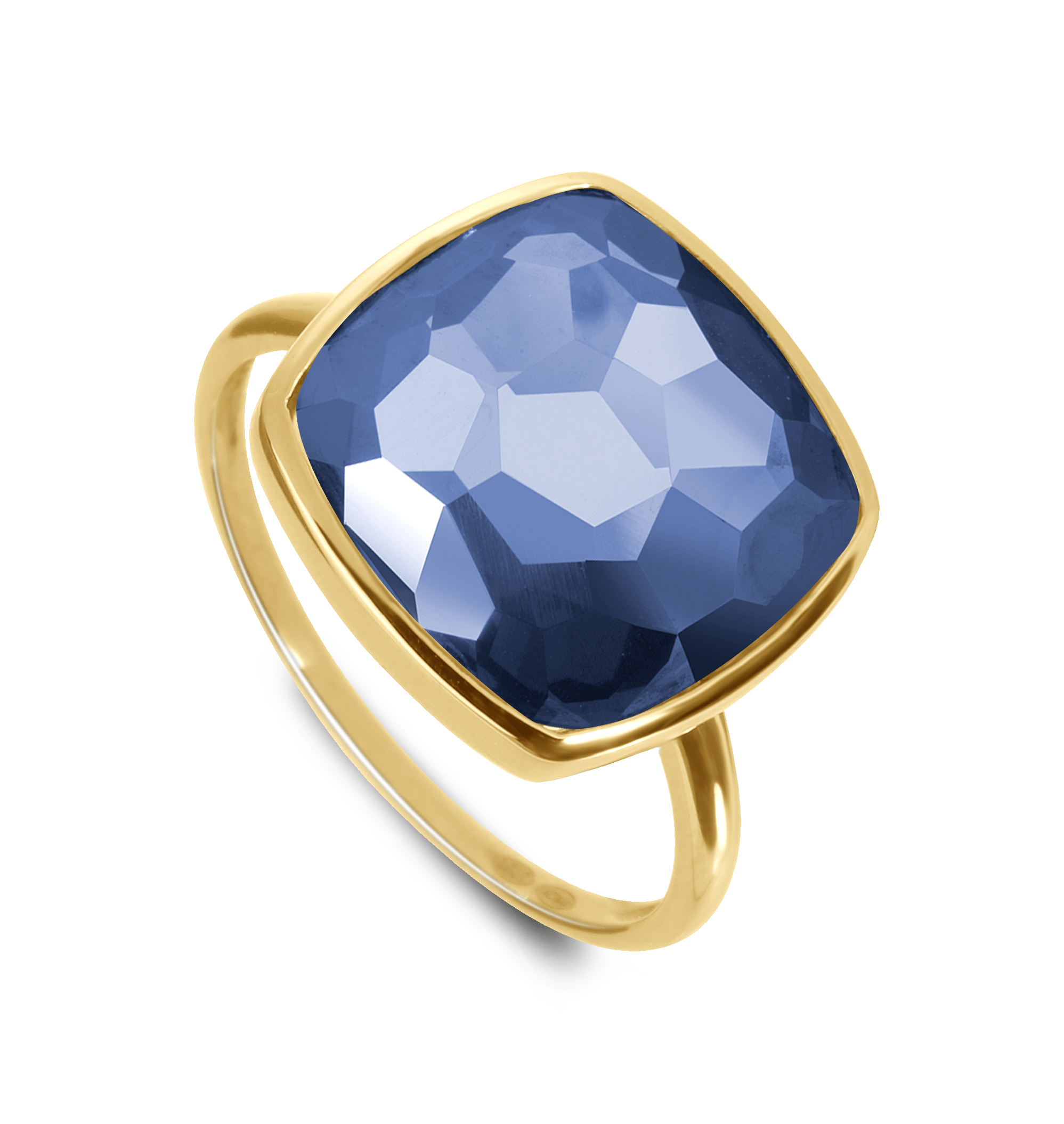 Bague en Or jaune 9k assemblée de Quartz tanzanite - Maison Di Giorgio