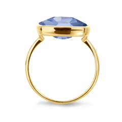 Bague en Or jaune 9k assemblée de Quartz tanzanite - Maison Di Giorgio