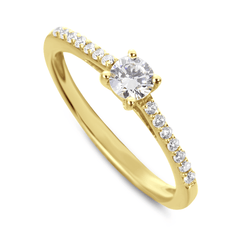 Bague en Or jaune 9k assemblée de Diamant HSI - Maison Di Giorgio