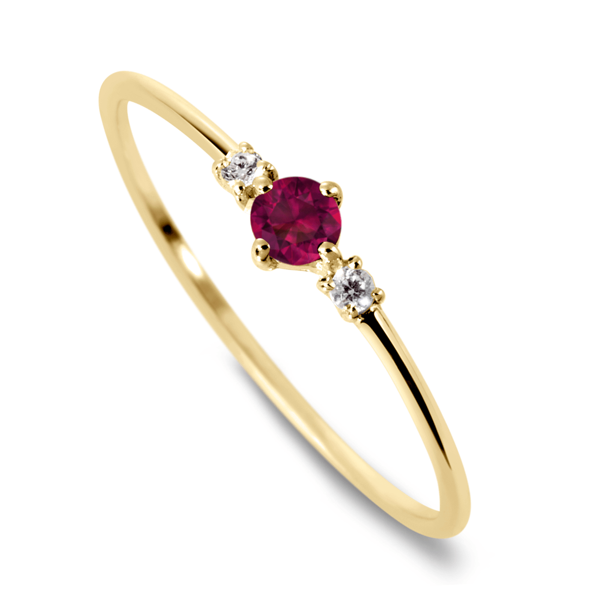 Bague en Or jaune 9k assemblée de Diamant HSI et Rubis - Maison Di Giorgio