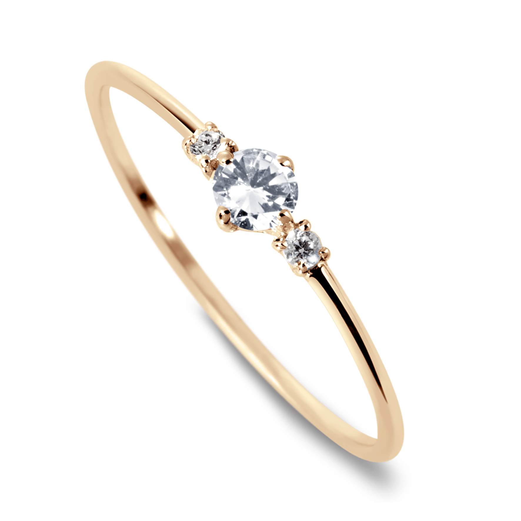 Bague en Or jaune 9k assemblée de Diamant HSI et Topaze blanche - Maison Di Giorgio