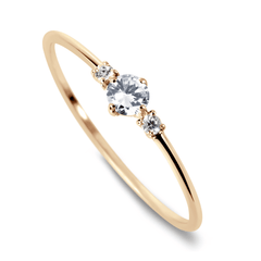 Bague en Or jaune 9k assemblée de Diamant HSI et Topaze blanche - Maison Di Giorgio