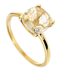 Bague en Or jaune 9k assemblée de Diamant HSI et Citrine - Maison Di Giorgio