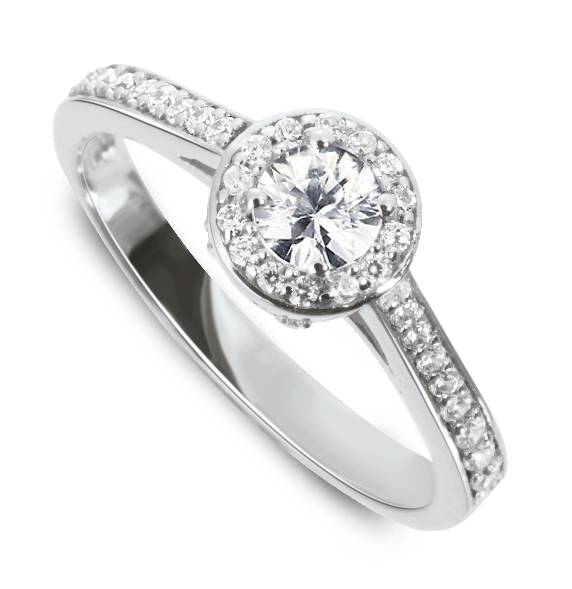 Bague en Or blanc 9k assemblée de Diamant HSI et Topaze blanche - Maison Di Giorgio