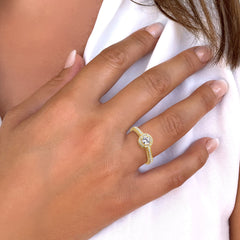 Bague en Or jaune 9k assemblée de Diamant HSI et Topaze blanche - Maison Di Giorgio