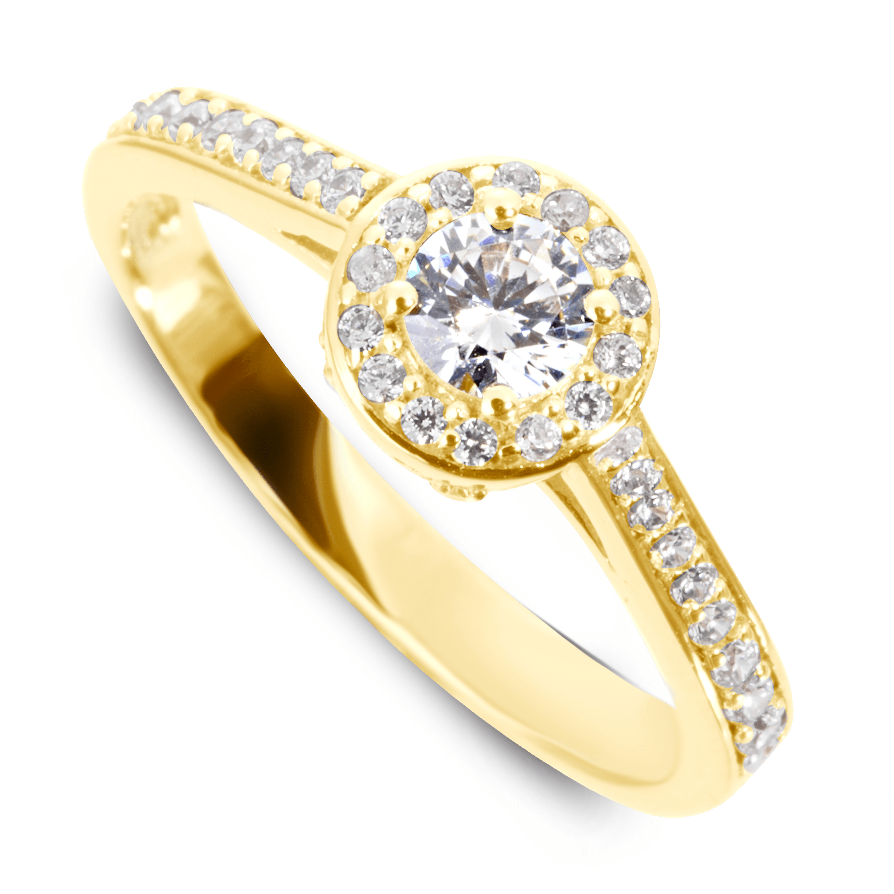 Bague en Or jaune 9k assemblée de Diamant HSI et Topaze blanche - Maison Di Giorgio