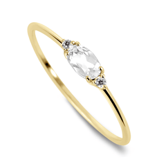 Bague - Or jaune 9k, Diamant et Topaze - Maison Di Giorgio