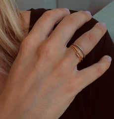Bague en Or jaune 9k assemblée de Diamant HSI - Maison Di Giorgio
