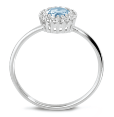 Bague en or blanc 9k rhodié, Diamant et Topaze - Maison Di Giorgio