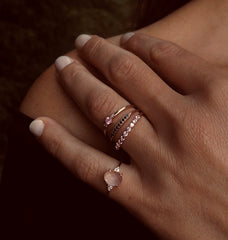 Bague en Or rose 9k assemblée de Diamant noir - Maison Di Giorgio