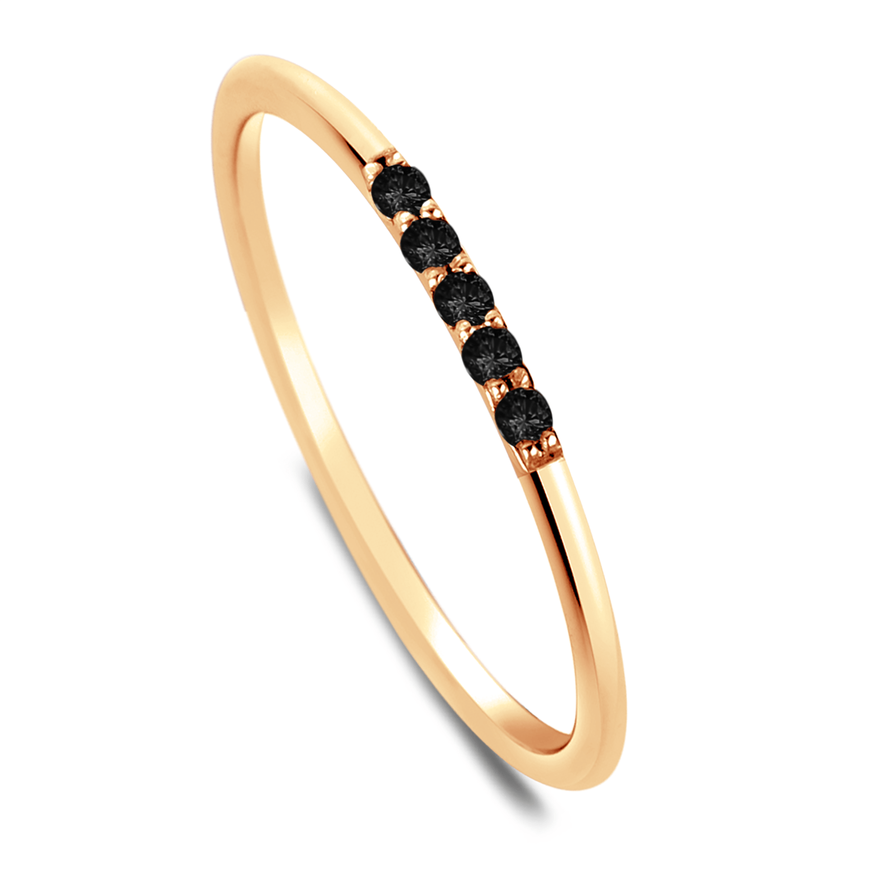 Bague en Or rose 9k assemblée de Diamant noir - Maison Di Giorgio