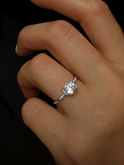 Bague en Or blanc 9k assemblée de Diamant HSI et Topaze blanche - Maison Di Giorgio