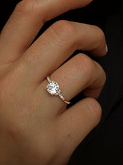 Bague en Or jaune 9k assemblée de Diamant HSI et Topaze blanche - Maison Di Giorgio