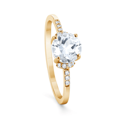 Bague en Or jaune 9k assemblée de Diamant HSI et Topaze blanche - Maison Di Giorgio