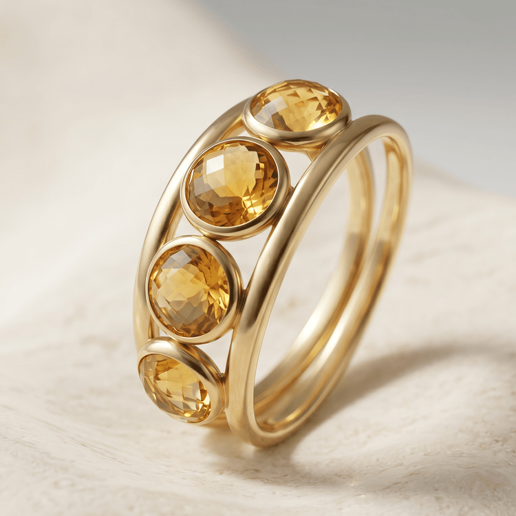 Bague - Or jaune 9k, Citrine - Maison Di Giorgio