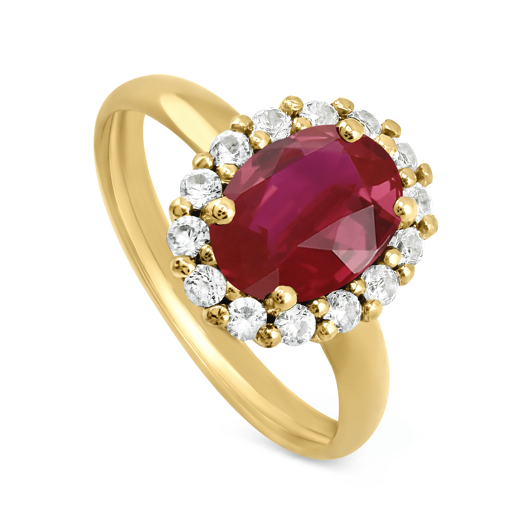 Bague en Or jaune 9k assemblée de Rubis et de Topaze blanche - Maison Di Giorgio