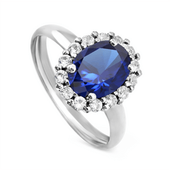 Bague en Or blanc 9k assemblée de Saphir et de Topaze blanche - Maison Di Giorgio