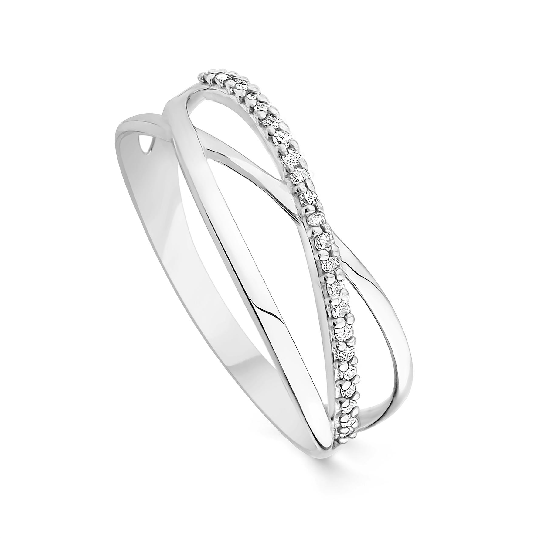 Bague en Or blanc 9k assemblée de Diamant HSI - Maison Di Giorgio