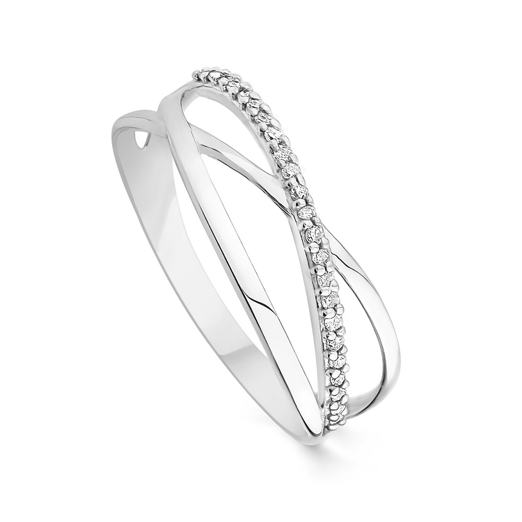 Bague en Or blanc 9k assemblée de Diamant HSI - Maison Di Giorgio
