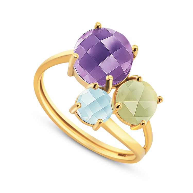 Bague - Or jaune 9k, Améthystes et Topaze - Maison Di Giorgio