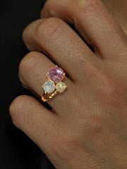 Bague - Or jaune 9k, Améthystes et Topaze - Maison Di Giorgio